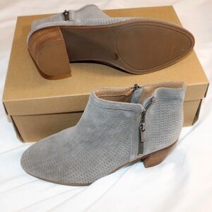 Lucky Brand Gray Ankle Booties with Wooden Heel